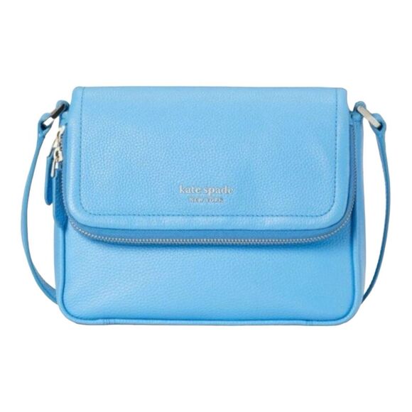 Kate Spade Run Around Large Flap Crossbody Blue Tidepool Leather PXR00404